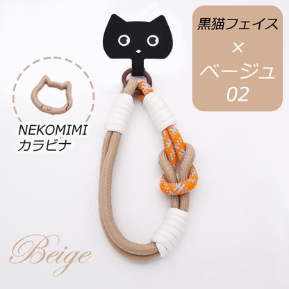 【猫型ホルダー付き】ハンドストラップ スマホ ホルダーセット 付けたまま同時充電 スマホストラップ ハンド スマホ ストラップ 手首 ナイロン 携帯ストラップ ストラップホルダー 腕掛け ショート 落下防止 猫耳 ねこ SNS人気 韓国 おしゃれ かわいい