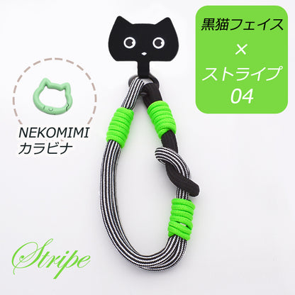 【猫型ホルダー付き】ハンドストラップ スマホ ホルダーセット 付けたまま同時充電 スマホストラップ ハンド スマホ ストラップ 手首 ナイロン 携帯ストラップ ストラップホルダー 腕掛け ショート 落下防止 猫耳 ねこ SNS人気 韓国 おしゃれ かわいい